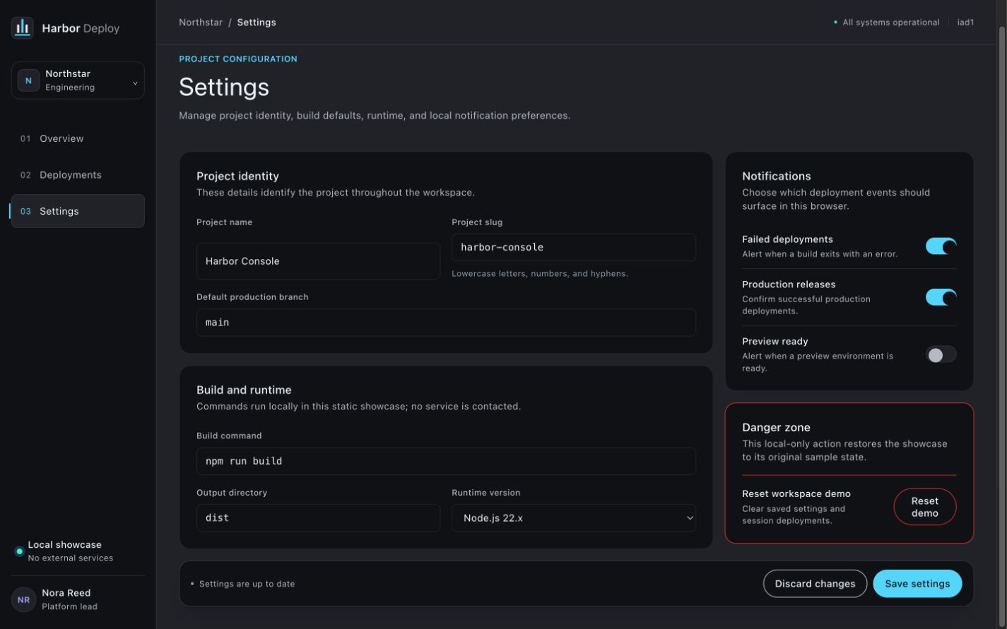 Harbor Deploy Settings